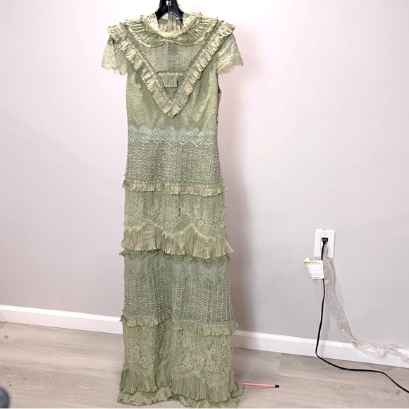 Alice + Olivia “Albertine” Lace Embroidered Maxi Dress | Pale Green | NWT - Picture 4 of 14